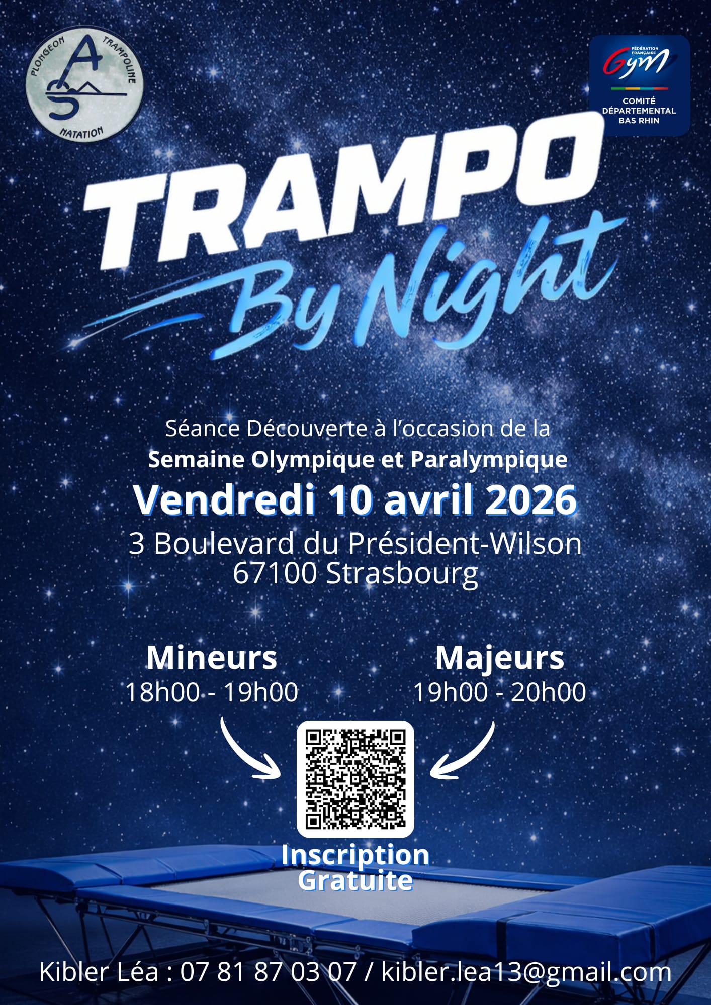 Flyer présentant un cours d'essai en trampoline à l'occasion de la semaine olympique et paralympique